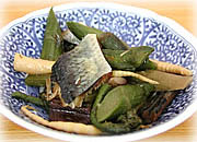 山ウドと根曲がり竹と身欠き鰊の煮物